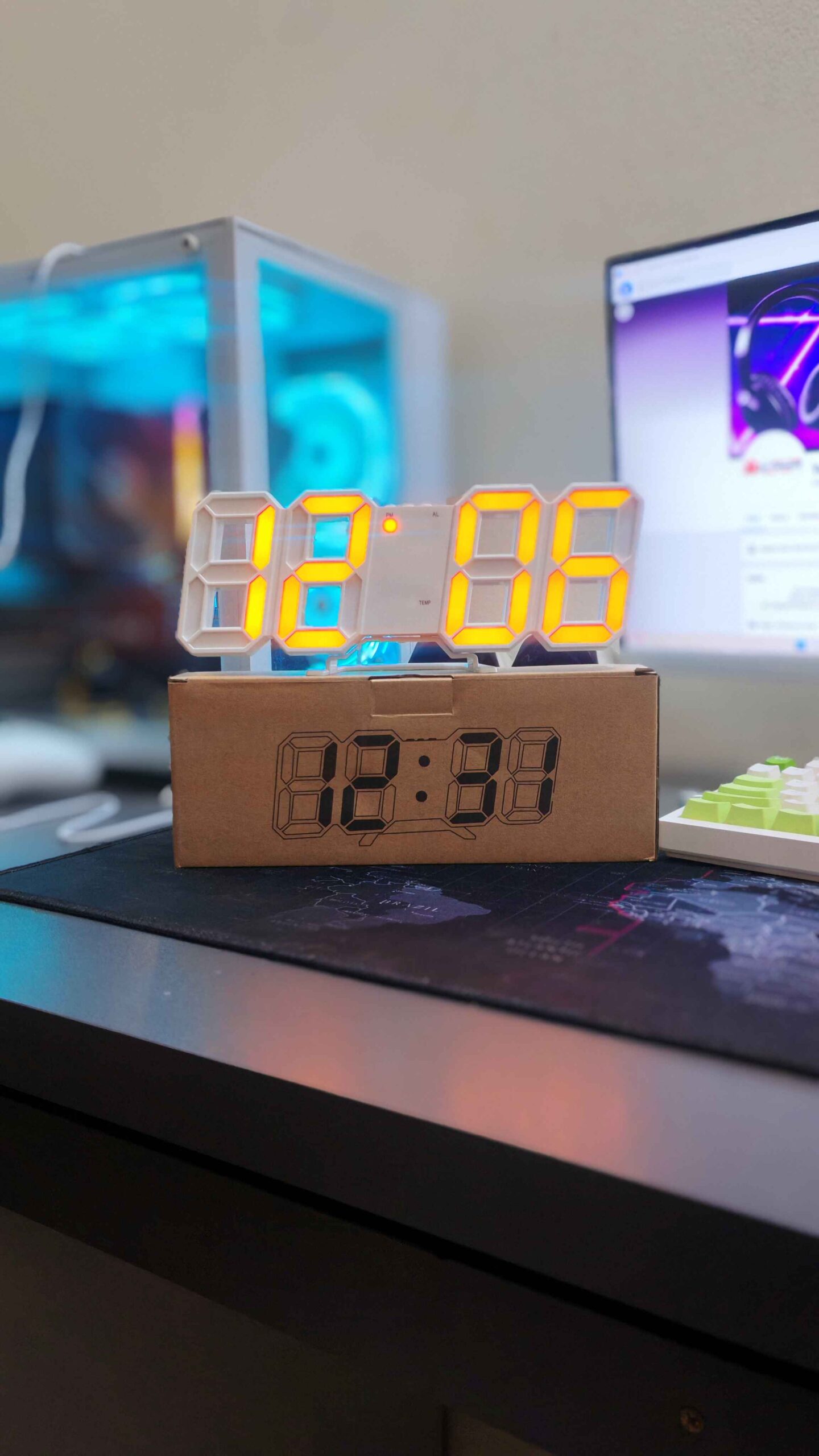 Digital LED Alarm Clock with Temperature Display
