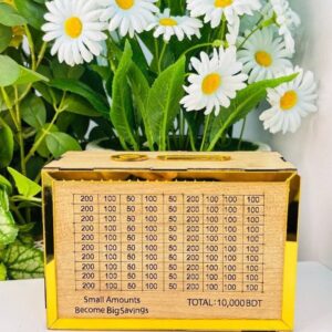 10,000 Taka Wooden Money Saving Challenge Box